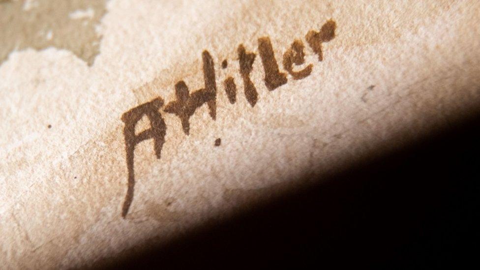 A watercolour signature says ' A Hitler'