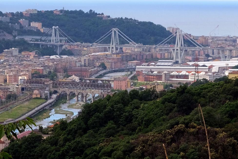 The bridge prior to its collapse