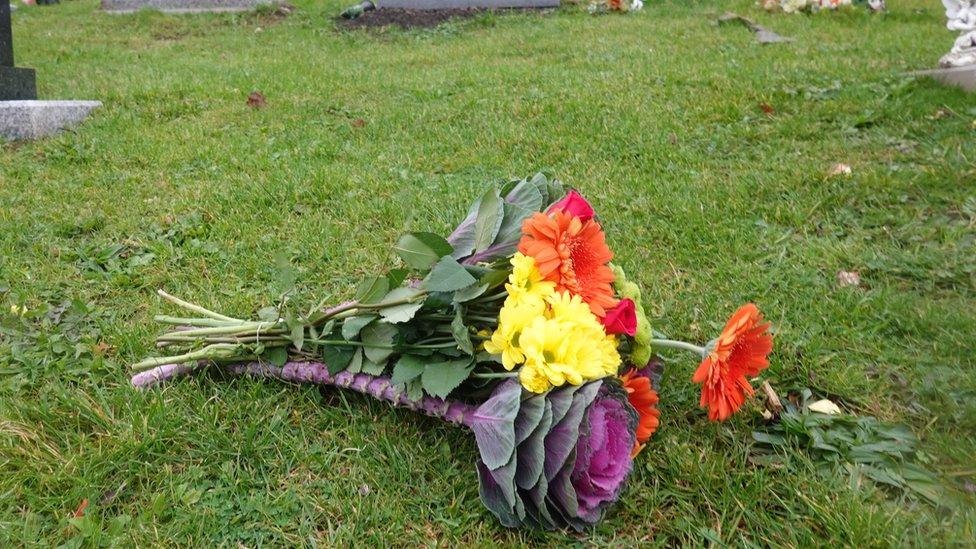 Flowers on grave