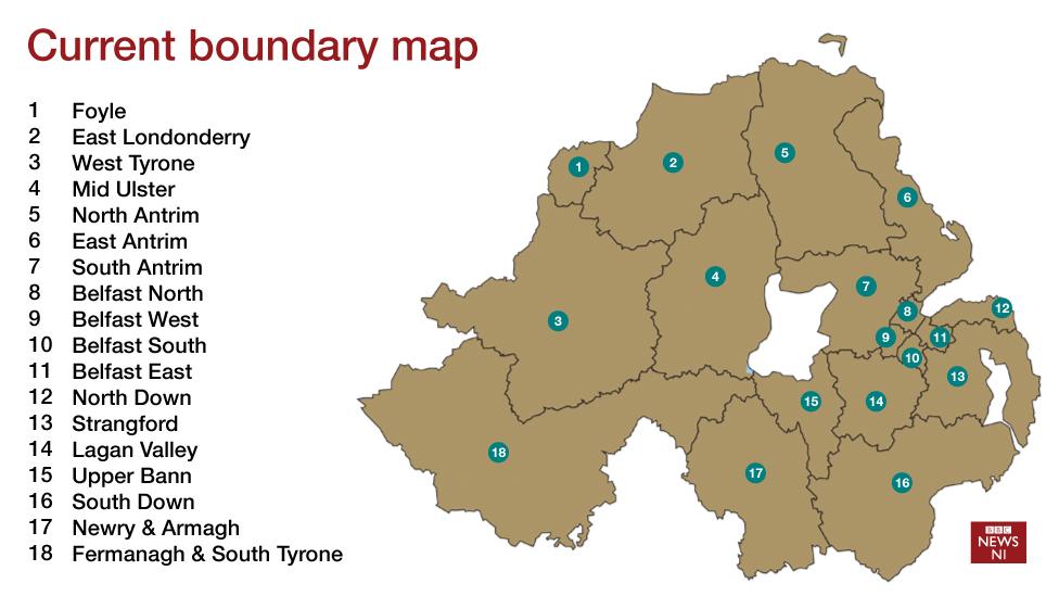 Current parliamentary boundaries in Northern Ireland