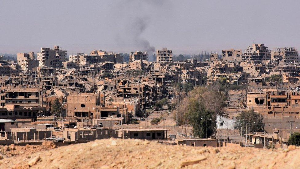 A general view of the eastern Syrian city of Deir al-Zour on 11 September 2017