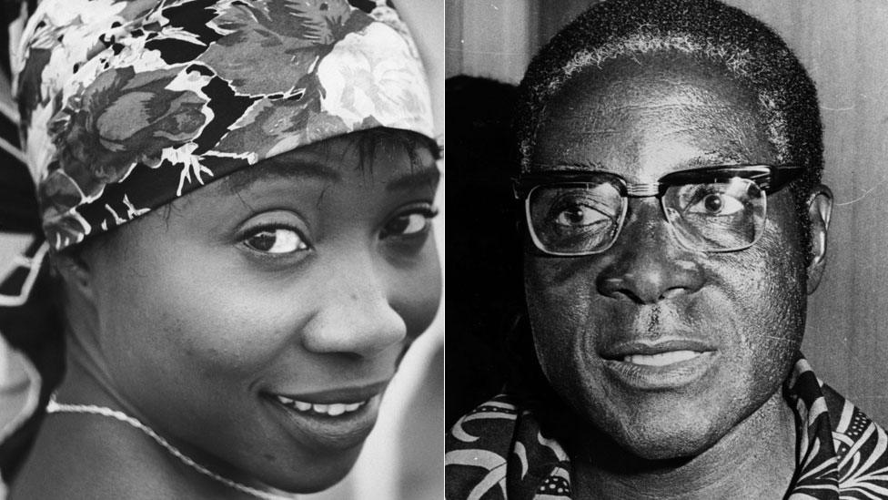 Sally Hafron circa 1955 (L), Robert Mugabe in 1976 (R)