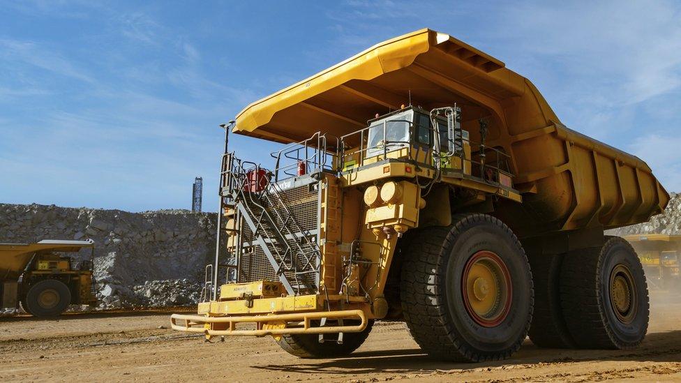 Haul Truck at rock dump, Mogalakwena mine, Limpopo South Africa