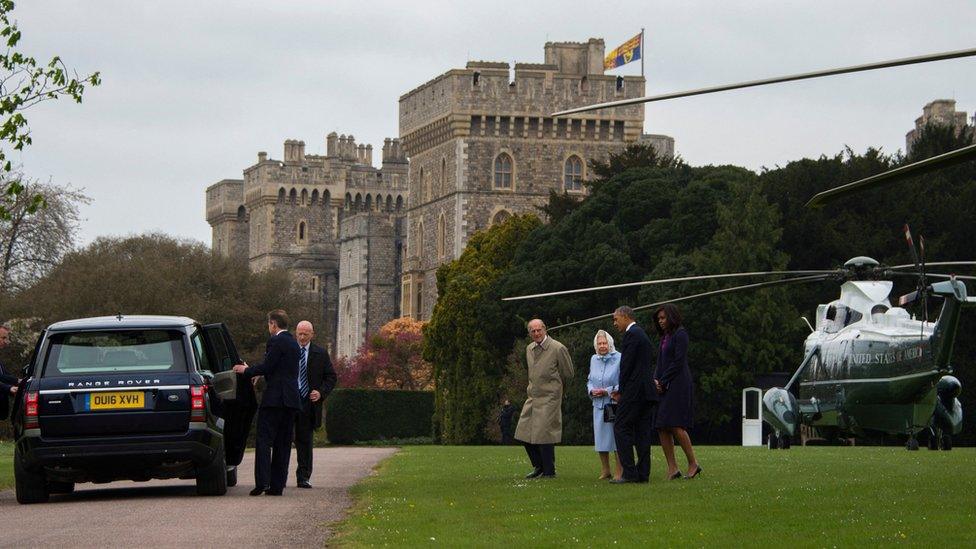 Car, Royals and Obama's, Marine One helicopter