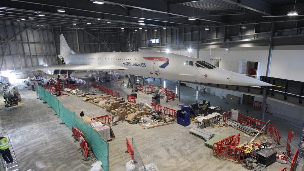 Hundreds of metres of film protected the last Concorde to fly from building work