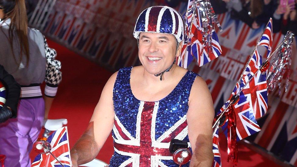 David Walliams dressed up in union jack flags