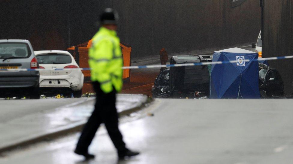 Crash scene on Belgrave Middleway