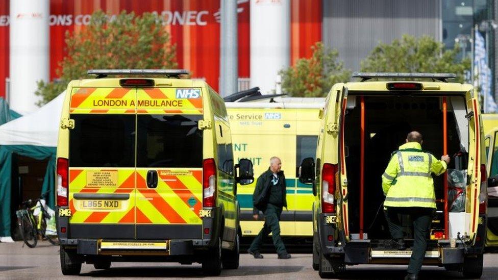 Ambulances at London Nightingale hospital