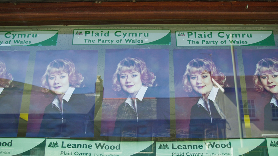 Posters of Leanne Wood, Plaid Cymru candidate in Rhondda