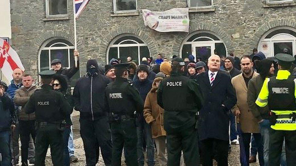 Unionist protesters in Ballynahinch