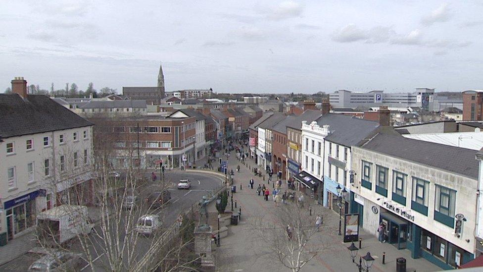 Aerial view of Lisburn city centre