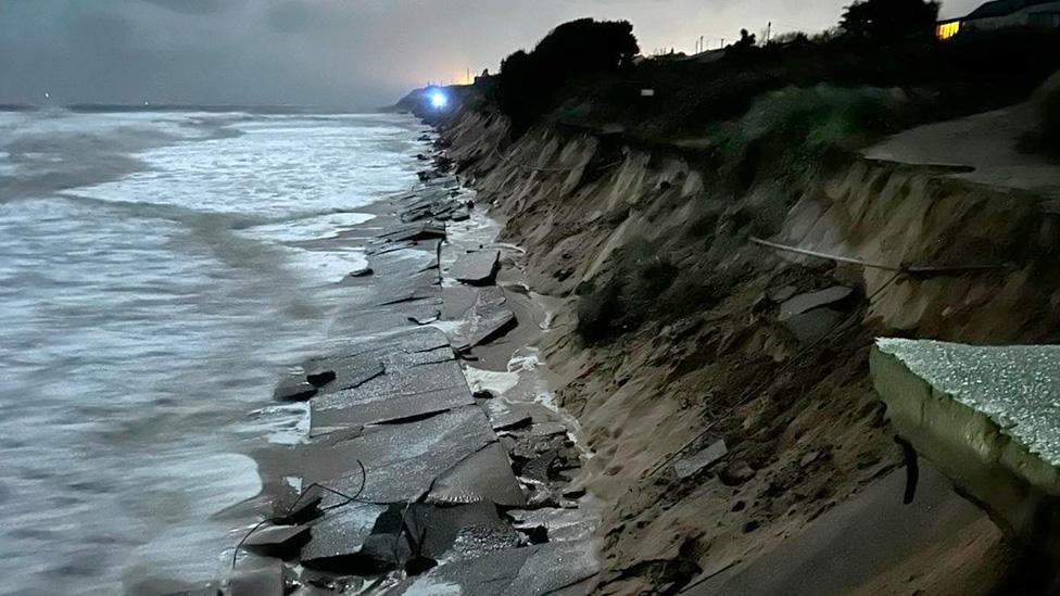 Collapsed road on The Marrams in Hemsby