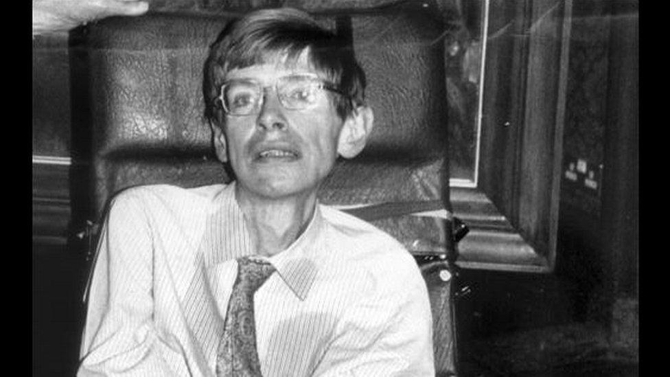 1985 photo of Stephen Hawking