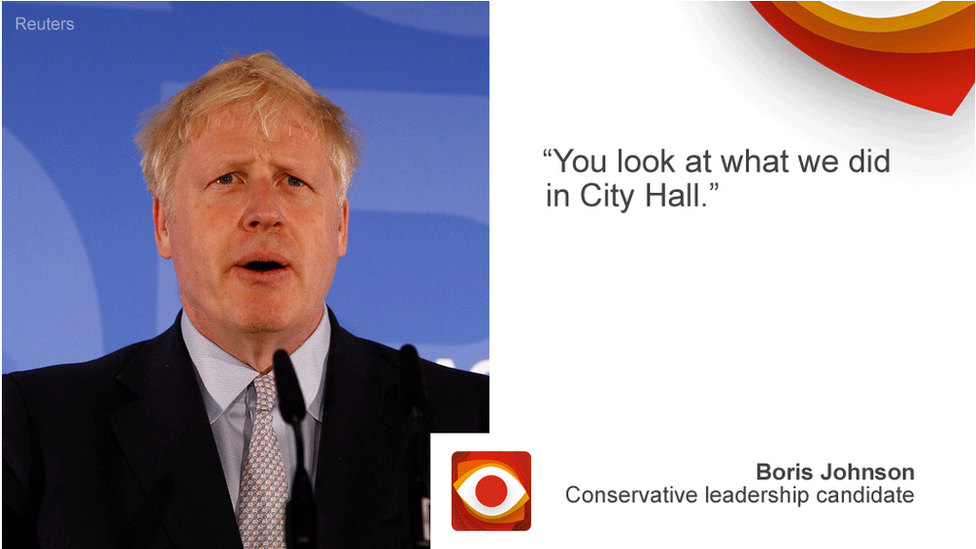 Boris Johnson saying: You look at what we did in City Hall.