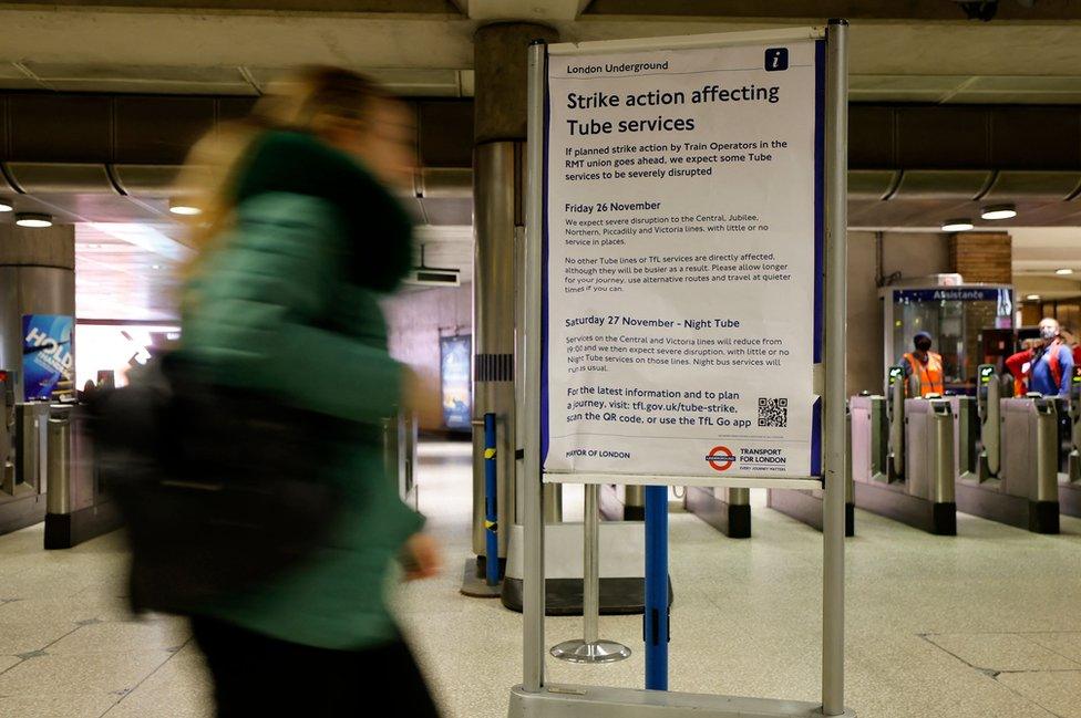 Tube strike disruption sign