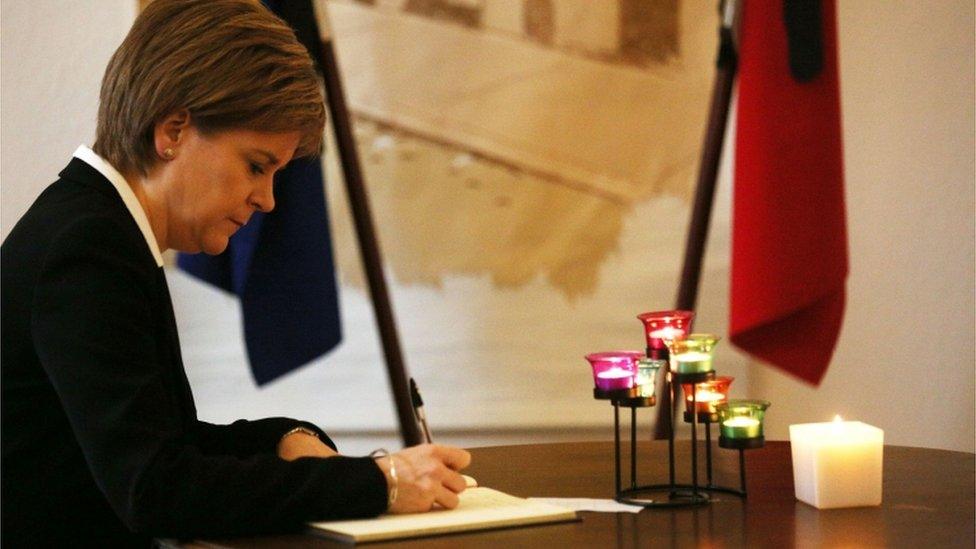 Nicola Sturgeon signed a book of condolence