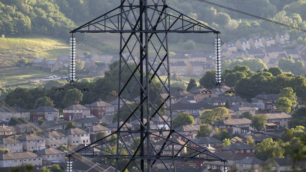 Electricity pylons in Halifax, West Yorkshire