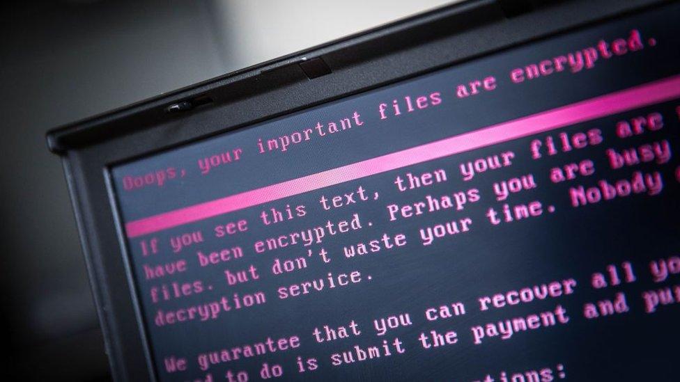 Ransomware on a computer screen