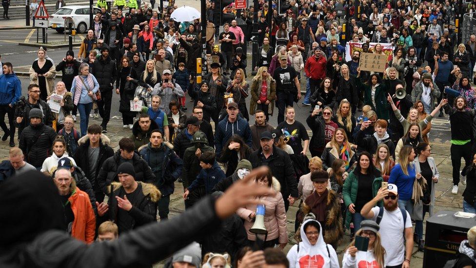 Demonstrators in Liverpool