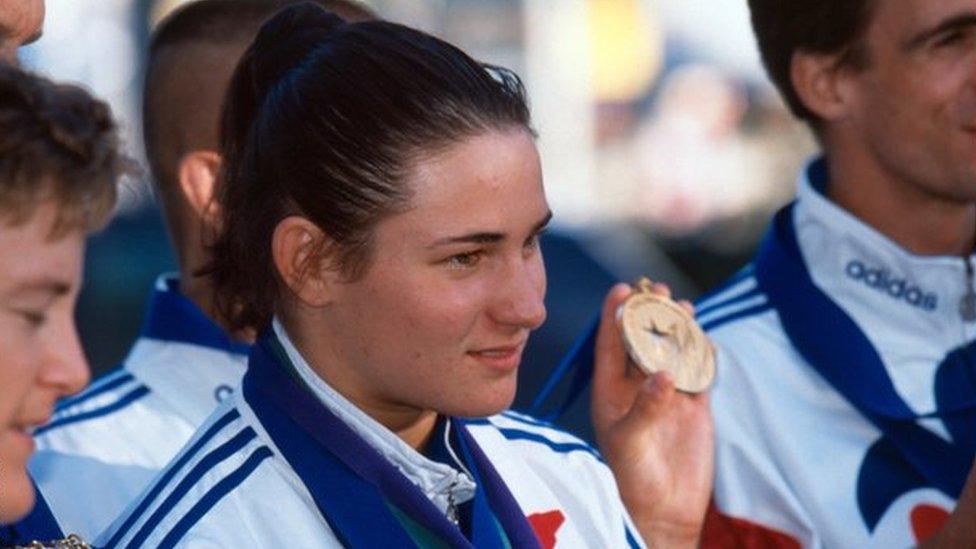 Sarah Bailey - as she then was - pictured with members of the Great Britain squad at the 1996 Paralympics in Atlanta, where. aged 18, she won three gold medals in swimming