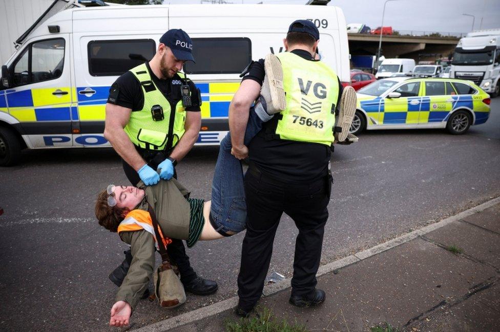 Protests at junction 31 of the M25