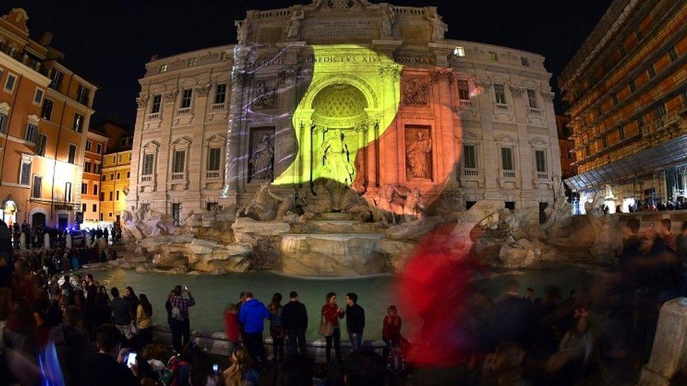 Trevi Fountain in Rome on 22 March 2016