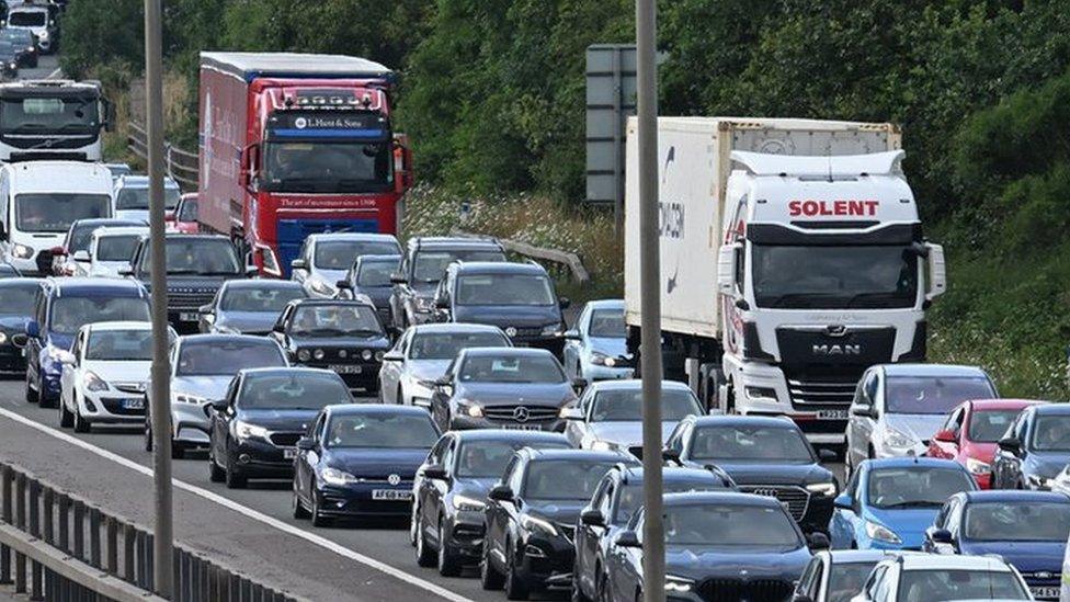 Heavy traffic on the M25 in 2023.