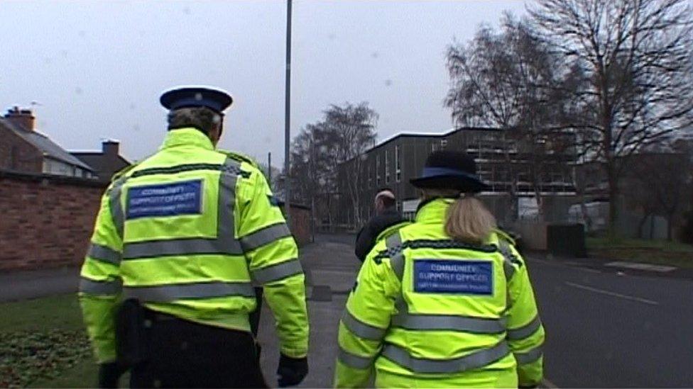 Police community support officers on patrol