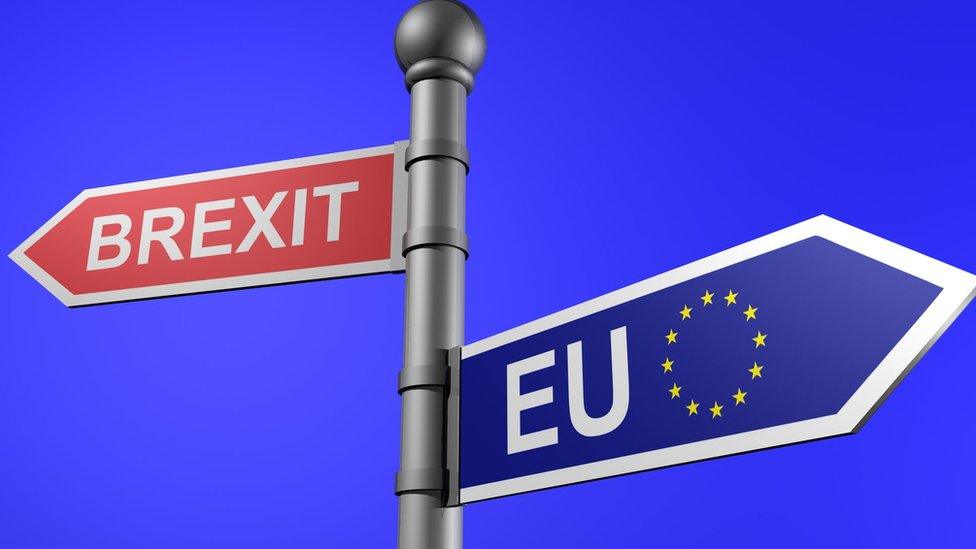 Sign post for Brexit and the EU