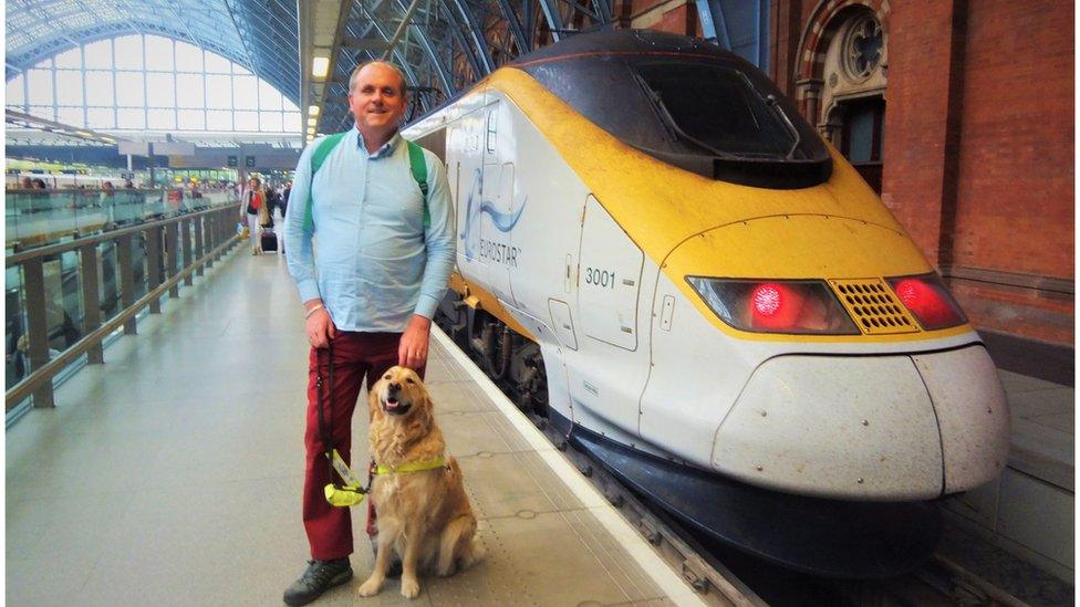 John Welsman with his guide dog Breck