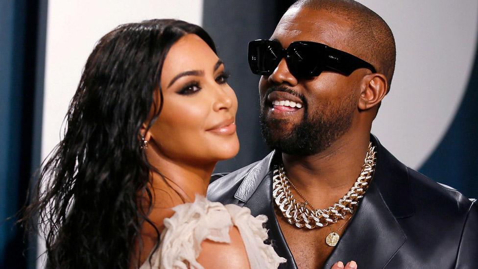 Kim Kardashian West and Kanye West in February 2020