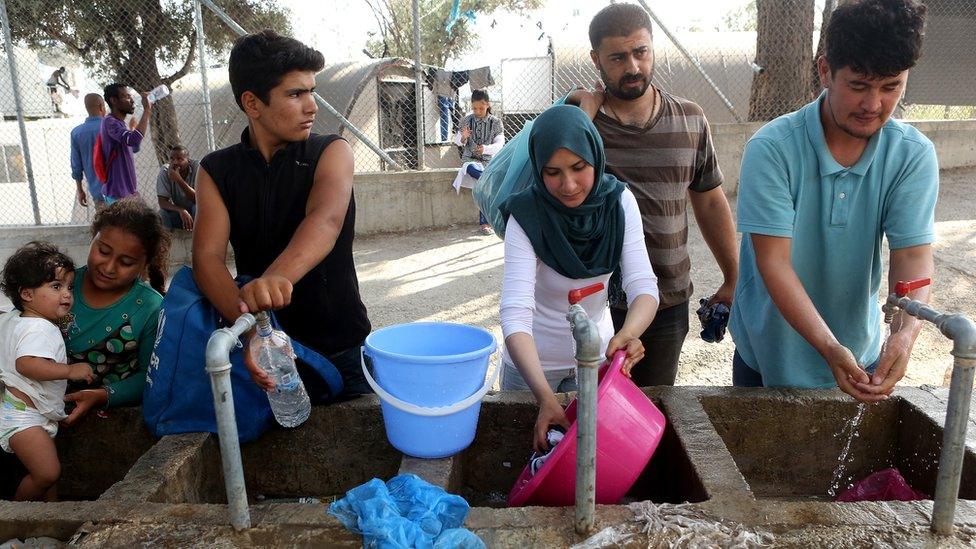 Migrants at Moria camp, Lesbos, 20 May 18