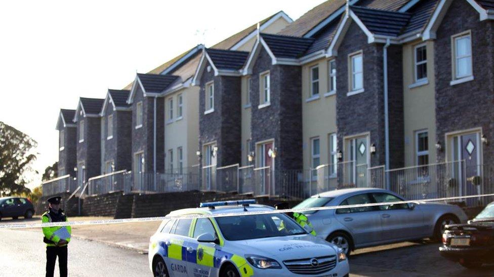 Police at cordon of the scene of the fatal shooting in Omeath, County Louth