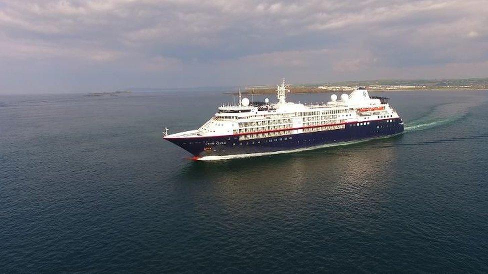 A Silver Cloud cruise liner off the Causeway coast