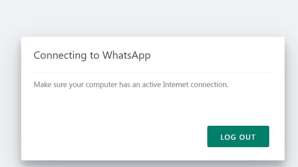 The message that appears when attempt to connect to WhatsApp on the web