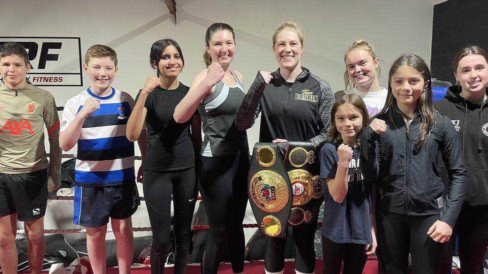 Hannah Rankin with training boxers