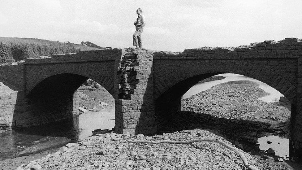 This bridge in the Llwyn-On Reservoir had been submerged for 50 years but reappeared due to low water levels