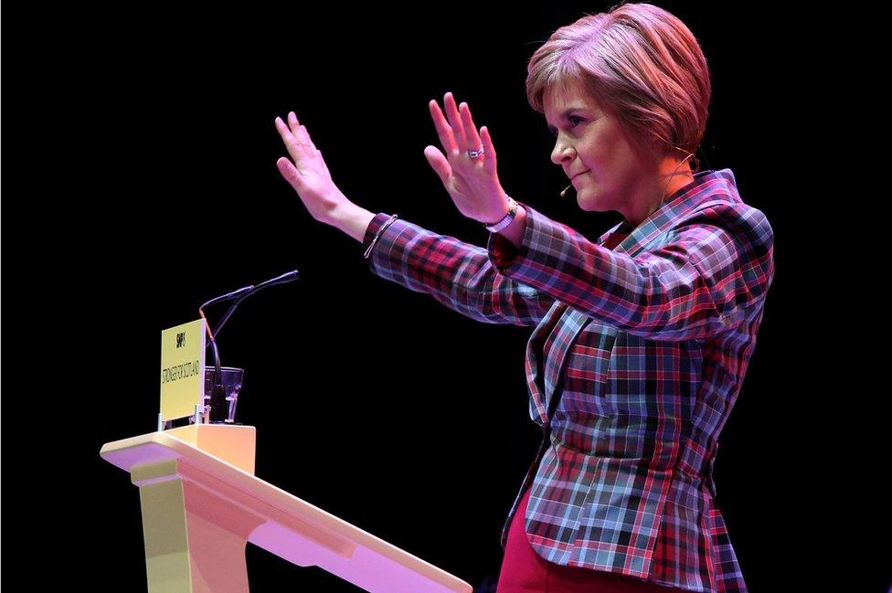 Nicola Sturgeon on stage at the Hydro in 2014