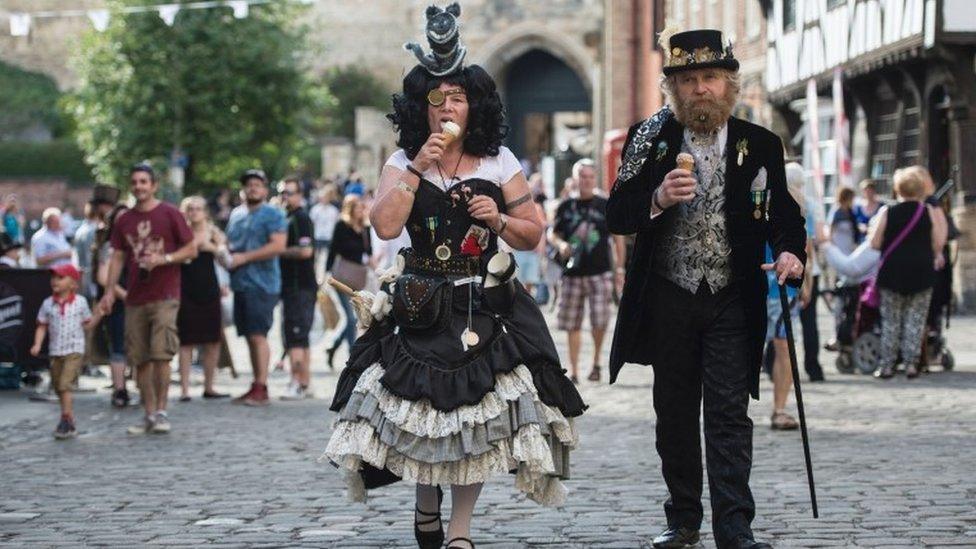 Steampunk enthusiast at the festival in 2016