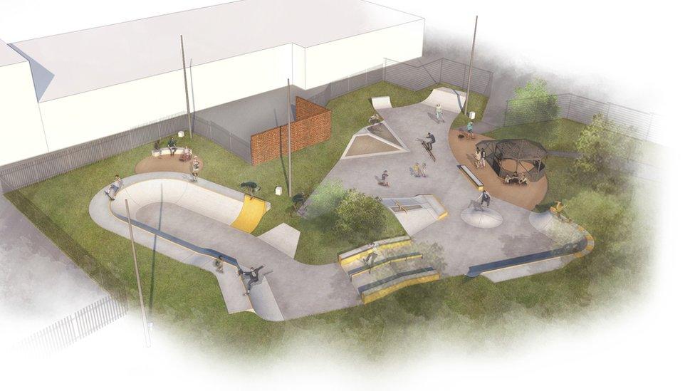 Artist impression of skate park