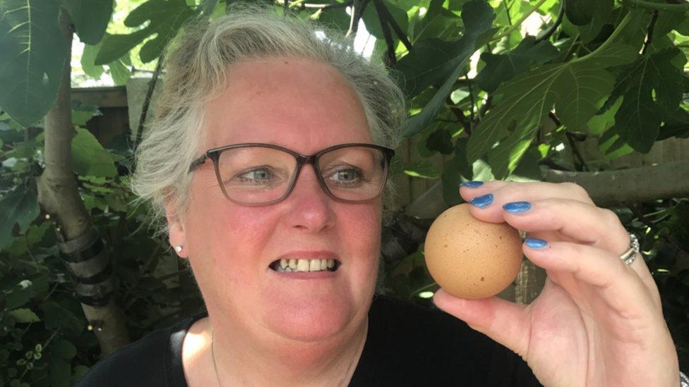 Lesley Reith with the round egg