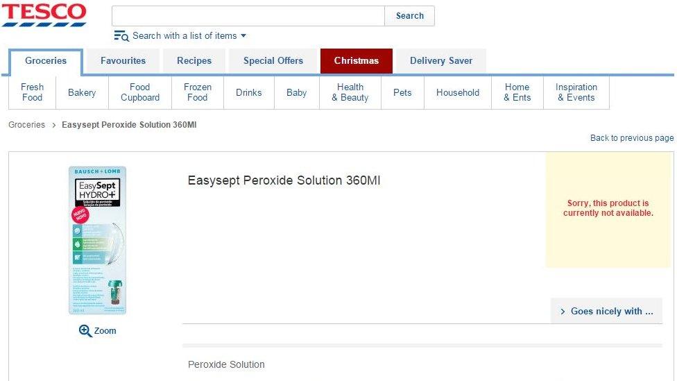 A screen grab of the product on the Tesco website