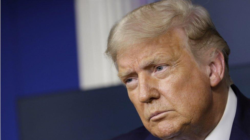 Us President Donald Trump at a White House press briefing, 23 September 2020