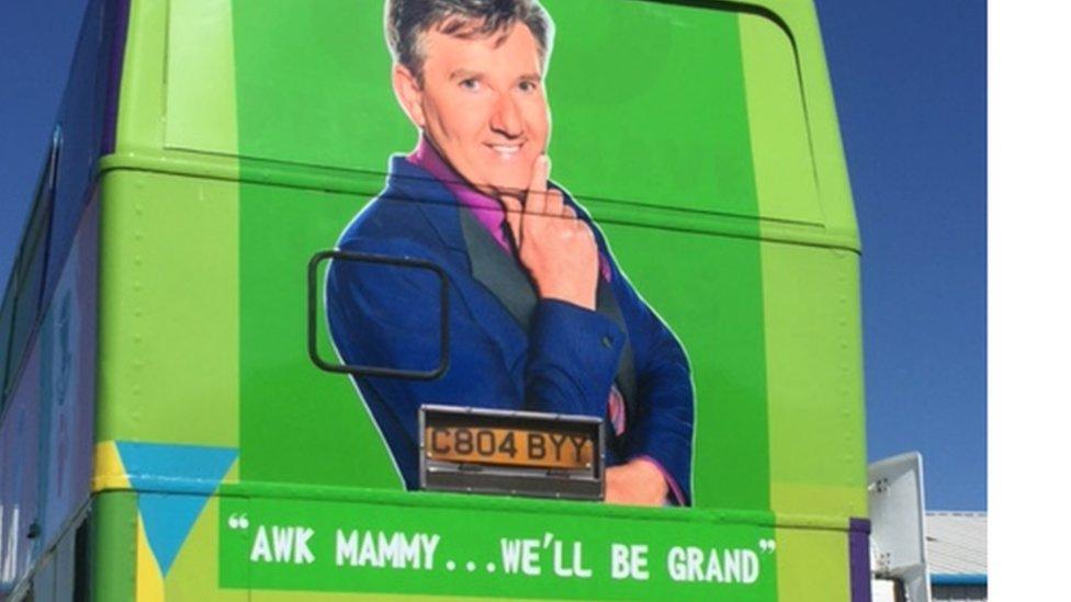 Daniel O'Donnell features on the back of a double decker bus converted by Republic of Ireland fans