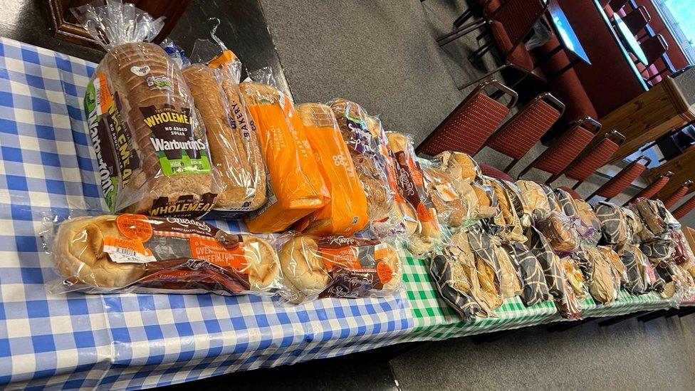 A table filled with bread