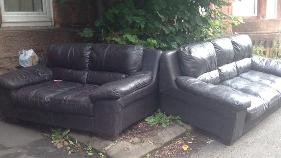 Abandoned sofas on a Glasgow street