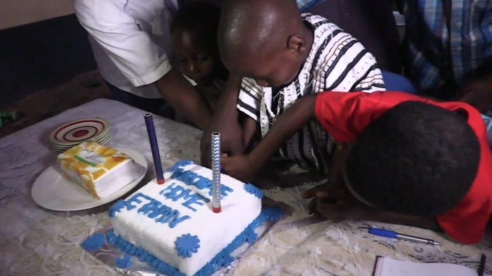Ethan and his Welcome Home cake