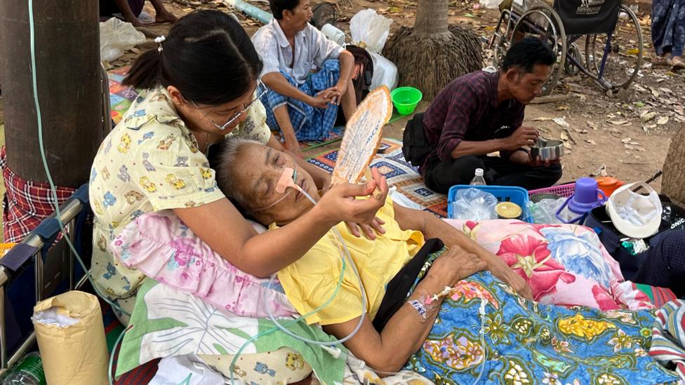 People being tended to in Myanmar