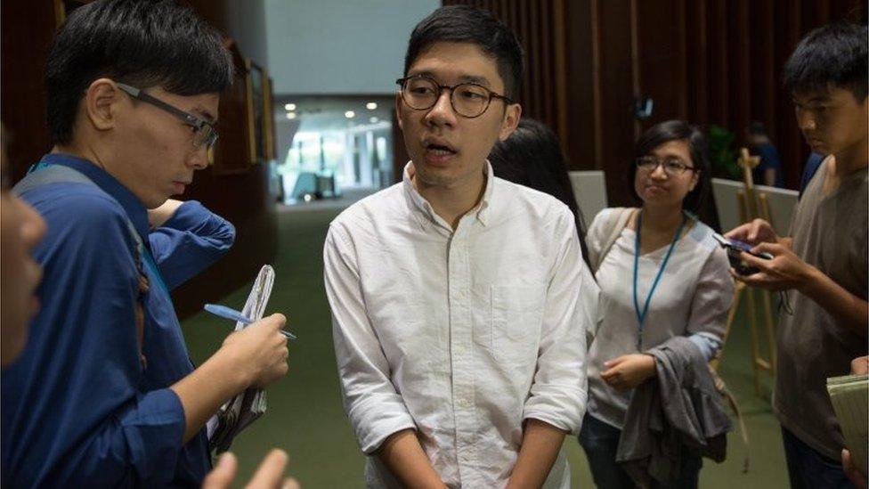 Nathan Law speaks to the media in Hong Kong (5 Oct 2016)