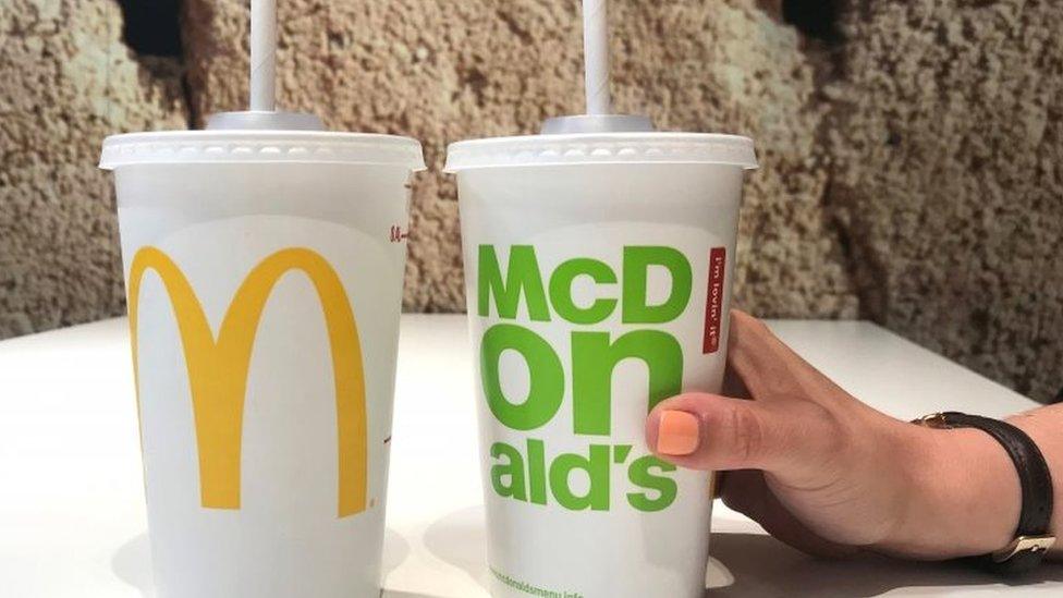 Cups with paper straws